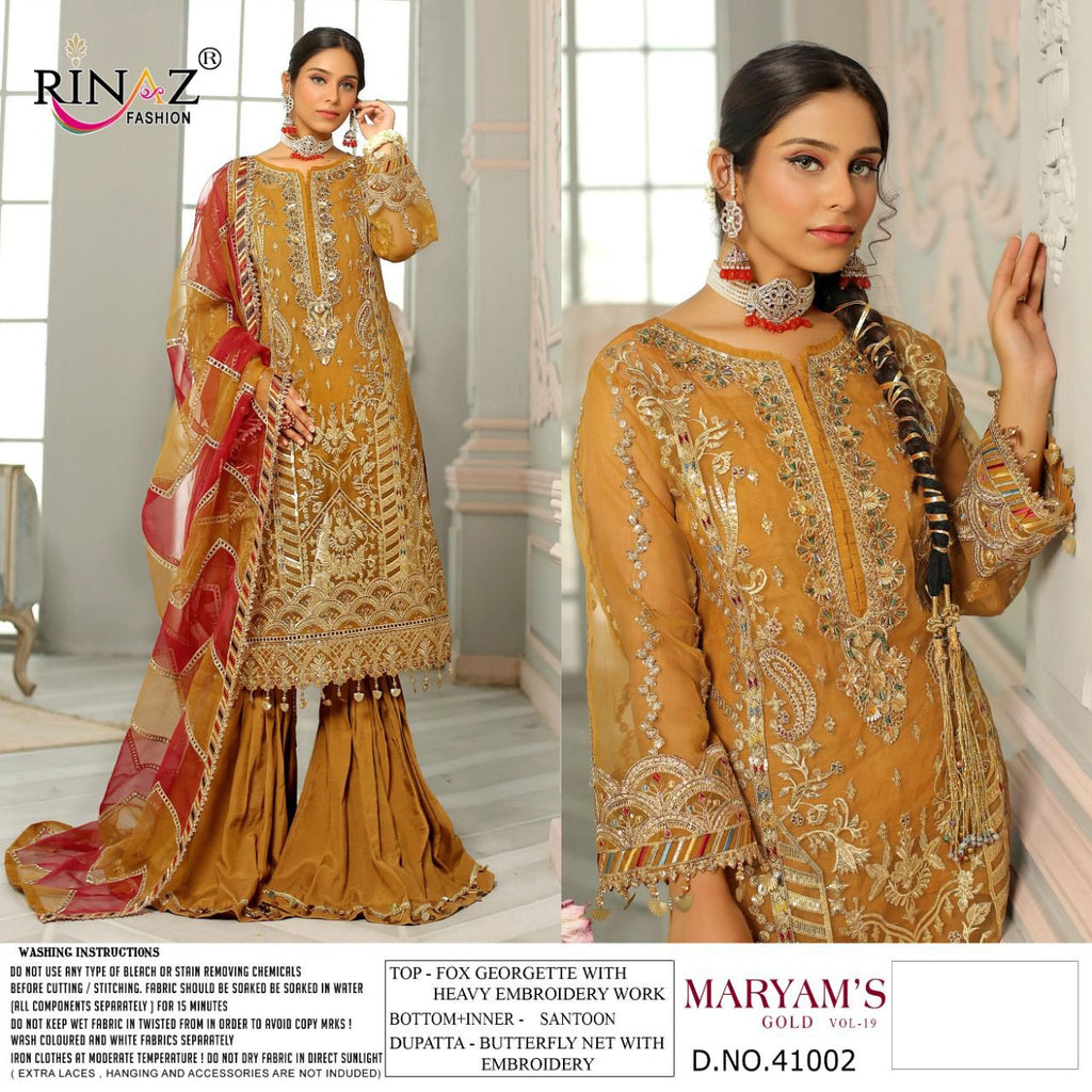 Rinaz Dno 41002 Georgette Embroidery With Beautiful Embroidery Work Stylish Designer Festive Wear Salwar Suit