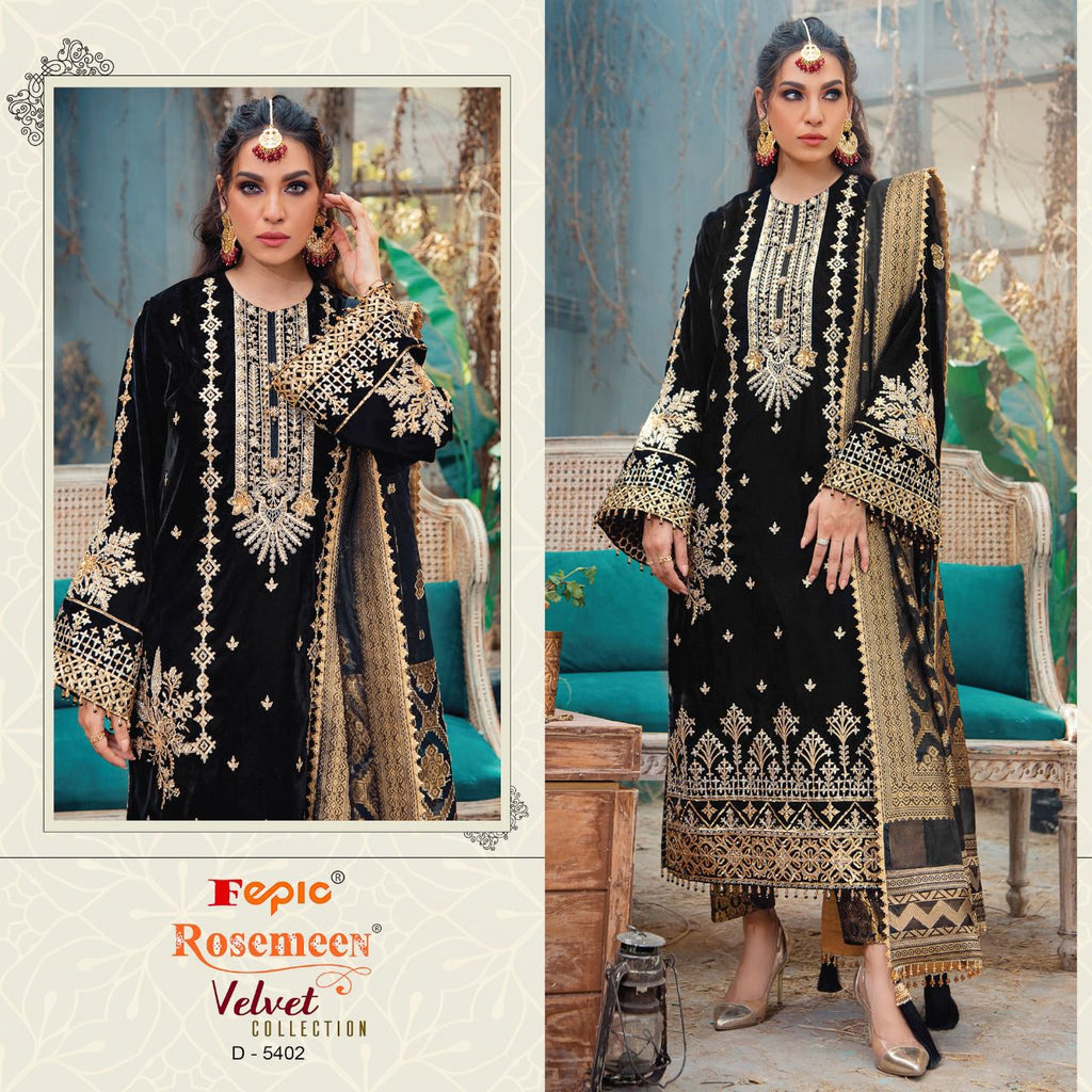Fepic Rosemeen Dno 5402 A Velvet With Beautiful Embroidry Work Stylish Designer Wedding Look Salwar Kameez