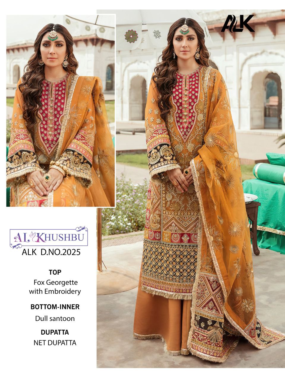 AL KHUSHBU DNO 2025 GEORGETTE WITH EMBROIDERY WORK STYLISH DESIGNER PAKISTANI SALWAR KAMEEZ