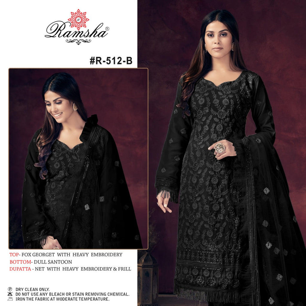 RAMSHA DNO R 512 B GEORGETTE WITH HEAVY EMBROIDERY STYLISH DESIGNER PARTY WEAR SALWAR SUIT