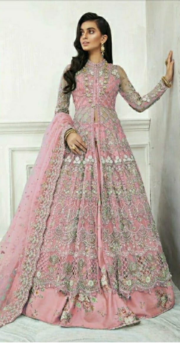 SCARLET DNO 1016 B NET STYLISH DESIGNER FANCY WEDDING WEAR LEHENGA