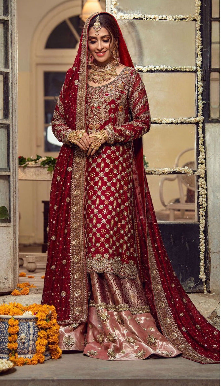 SCARLET DNO 1022 A GEORGETTE HAND WORK WITH HEAVY EMBROIDERY STYLISH DESIGNER WEDDING WEAR LEHENGA