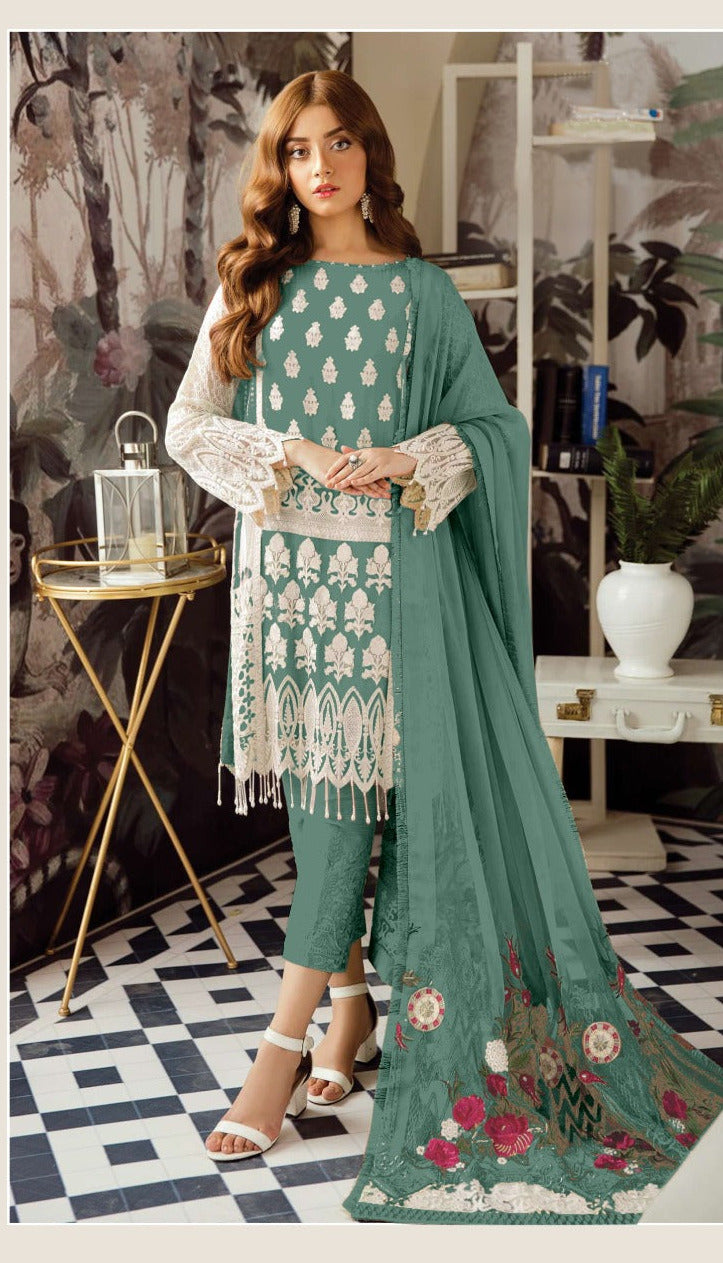 SCARLET DNO 1003 I GEORGETTE WITH EMBROIDERY WORK STYLISH DESIGNER PARTY WEAR SALWAR KAMEEZ