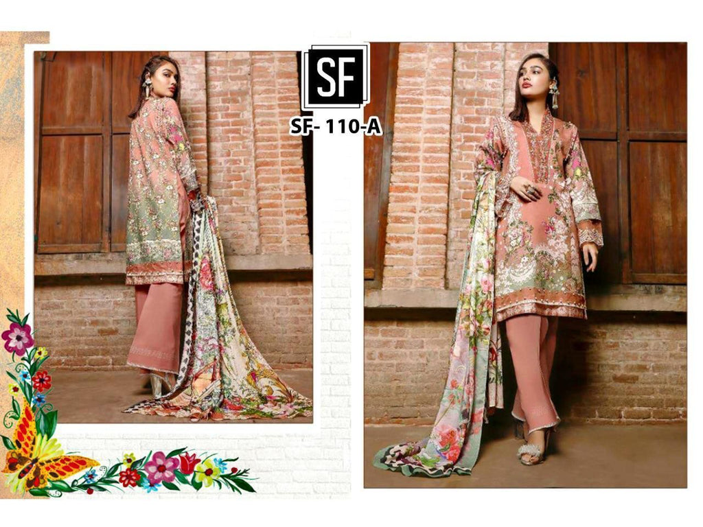 SF FASHION D NO SF 110 A PURE COTTON STYLISH DESIGNER PAKISTANI CASUAL LOOK SALWAR KAMEEZ